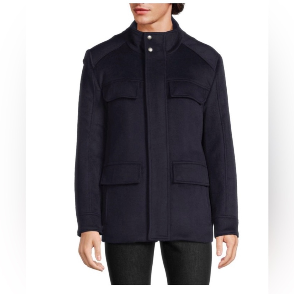 COLE HAAN Men’s‎ Wool Blend Coat, Navy, XXL